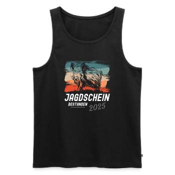Jagdschein Bestanden 2025 - Männer Premium Bio Tank Top - Schwarz - Vorne - Michal (187cm)