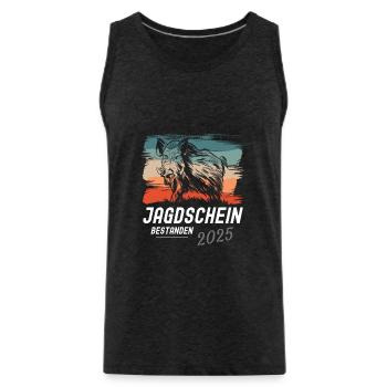 Jagdschein Bestanden 2025 - Männer Premium Bio Tank Top - Anthrazit - Vorne - Alexander (188cm)