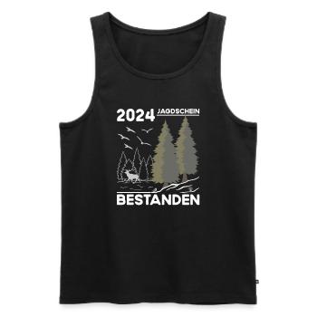 Jagdschein Bestanden 2024 - Männer Premium Bio Tank Top - Schwarz - Vorne - Michal (187cm)