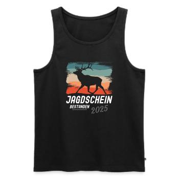 Jagdschein Bestanden 2025 - Männer Premium Bio Tank Top - Schwarz - Vorne - Michal (187cm)
