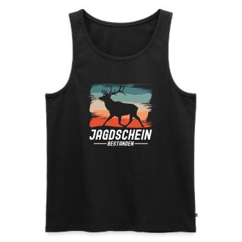 Jagdschein Bestanden - Männer Premium Bio Tank Top - Schwarz - Vorne - Michal (187cm)