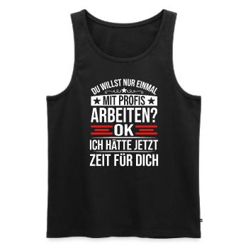 Working With The Pros Craft Sayings Funny - Men's Premium Organic Tank Top - black - Front - AI Model Male 178 light (178cm)