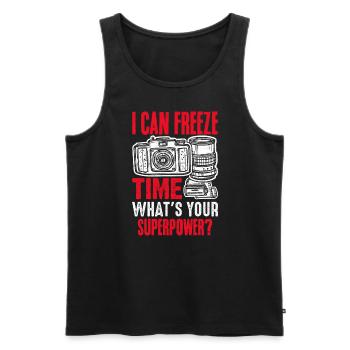 Photographer Superpower - Men's Premium Organic Tank Top - black - Front - Michal (187cm)
