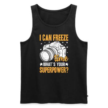 ich bin Fotograf - was sind deine Superkräfte - Männer Premium Bio Tank Top - Schwarz - Vorne - Michal (187cm)