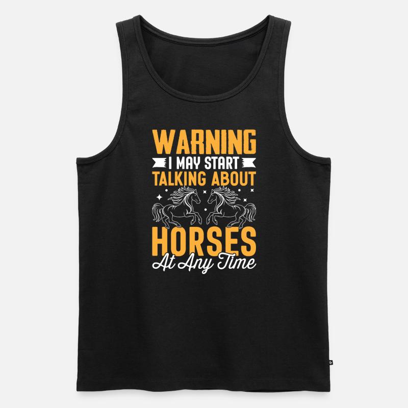 Könnte über Pferde reden - Männer Premium Bio Tank Top - Schwarz