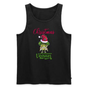 Noël Weihnachten Vegan - Débardeur bio Premium Homme - noir - Devant - AI Model Male 178 light (178cm)