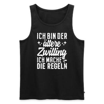 Älterer Zwilling – Für mich keine Regeln Shirt - Männer Premium Bio Tank Top - Schwarz - Vorne - Michal (187cm)
