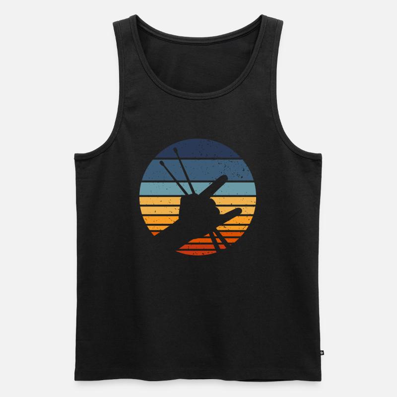 Retro Drumming Drumstick Drummer - Männer Premium Bio Tank Top - Schwarz