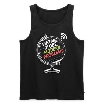 Vintage Globe Modern Problems Travel Humor - Men's Premium Organic Tank Top - black - Front - Michal (187cm)