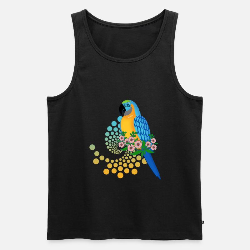 Papagei mit Blumen - Männer Premium Bio Tank Top - Schwarz