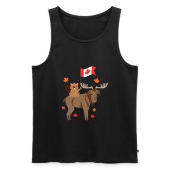 Kanada Tag mit Flagge Bieber und Elch Geschenk - Männer Premium Bio Tank Top - Schwarz - Vorne - Michal (187cm)