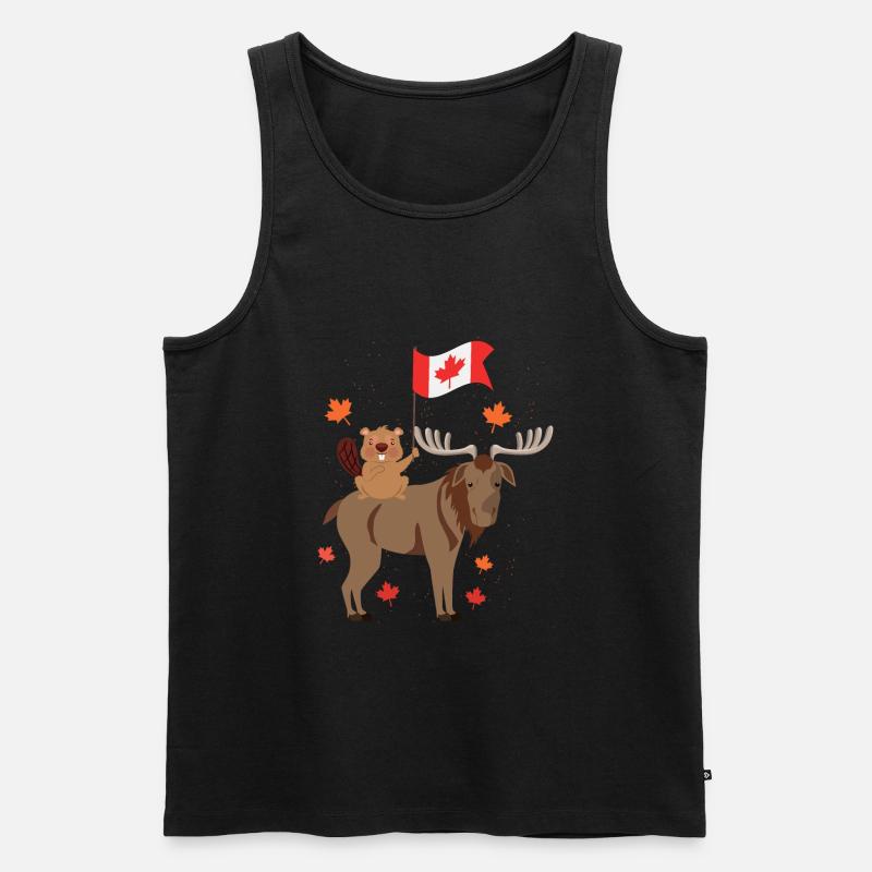 Fête du Canada avec cadeau du castor et de l'orignal - Débardeur bio Premium Homme - noir