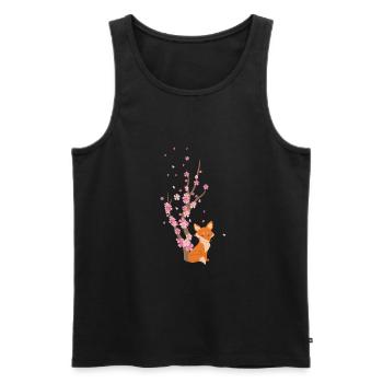 Süßes Kirschblüten Fuchs Motiv - Männer Premium Bio Tank Top - Schwarz - Vorne - AI Model Male 178 light (178cm)