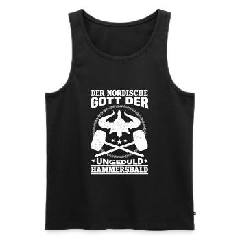 Der Nordische Gott der Ungeduld Hammersbald Humor - Männer Premium Bio Tank Top - Schwarz - Vorne - Michal (187cm)
