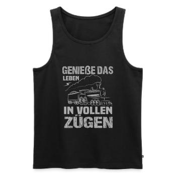 Genieße Das Leben in vollen Zügen Eisenbahn Spruch - Männer Premium Bio Tank Top - Schwarz - Vorne - Michal (187cm)