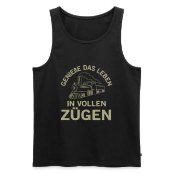 Genieße Das Leben in vollen Zügen Eisenbahn Spruch - Männer Premium Bio Tank Top - Schwarz - Vorne - Michal (187cm)