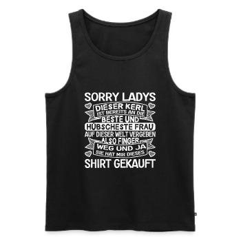 Sorry ladies Vergeben Freund Beziehung Spruch - Männer Premium Bio Tank Top - Schwarz - Vorne - Michal (187cm)