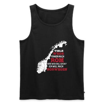 Norwegen Urlaub Reise Oslo Angelurlaub Angeln - Männer Premium Bio Tank Top - Schwarz - Vorne - AI Model Male 178 light (178cm)