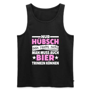 Nur Hübsch sein reicht nicht man muss auch Bier - Männer Premium Bio Tank Top - Schwarz - Vorne - Michal (187cm)
