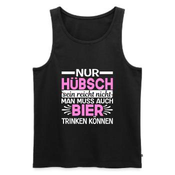Nur Hübsch sein reicht nicht man muss auch Bier - Männer Premium Bio Tank Top - Schwarz - Vorne - Michal (187cm)