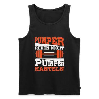 Pumper Reden Nicht Pumper Hanteln Fitness Spruch - Männer Premium Bio Tank Top - Schwarz - Vorne - AI Model Male 178 light (178cm)