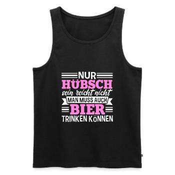 Nur Hübsch sein reicht nicht man muss auch Bier - Männer Premium Bio Tank Top - Schwarz - Vorne - Michal (187cm)