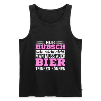 Nur Hübsch sein reicht nicht man muss auch Bier - Männer Premium Bio Tank Top - Schwarz - Vorne - Michal (187cm)