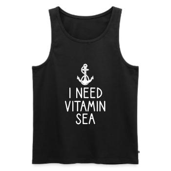 Je need vitamine Sea bateau skipper marin - Débardeur bio Premium Homme - noir - Devant - AI Model Male 178 light (178cm)