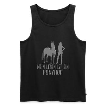 Pferde Motiv Spruch Mein Leben ist Ein Ponyhof - Männer Premium Bio Tank Top - Schwarz - Vorne - Michal (187cm)