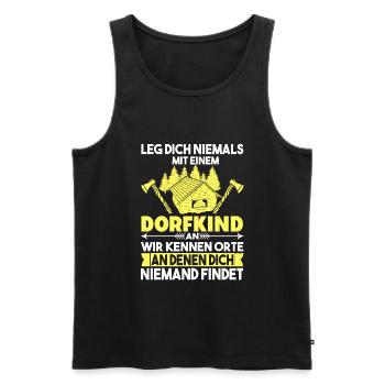 Lustiger Dorfkind Landjugend Landei Spruch Dorf - Männer Premium Bio Tank Top - Schwarz - Vorne - Michal (187cm)