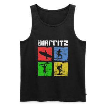 Surfing for Surfers Vintage Biarritz Gift Idea - Men's Premium Organic Tank Top - black - Front - Michal (187cm)