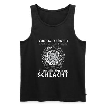 Kriegerin Schildmaid Nordische Mythologie - Männer Premium Bio Tank Top - Schwarz - Vorne - AI Model Male 178 light (178cm)