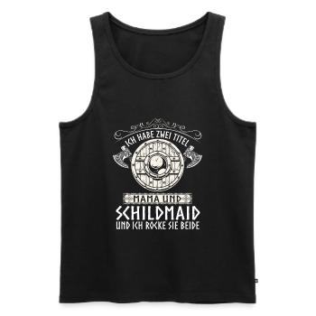 Ich Habe Zwei Titel Mama Und Schildmaid - Männer Premium Bio Tank Top - Schwarz - Vorne - AI Model Male 178 light (178cm)