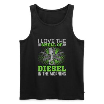 J’adore l’odeur du diesel le matin - Débardeur bio Premium Homme - noir - Devant - Michal (187cm)