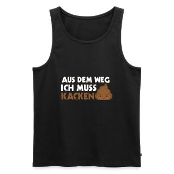 Lustiger Toiletten Spruch Aus Dem Weg Ich Muss - Männer Premium Bio Tank Top - Schwarz - Vorne - Michal (187cm)