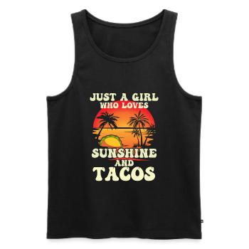 Juste une fille qui aime le soleil et les tacos - Débardeur bio Premium Homme - noir - Devant - Michal (187cm)