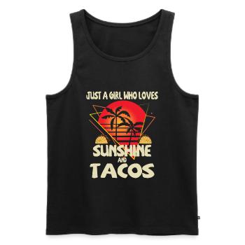 Juste une fille qui aime le soleil et les tacos - Débardeur bio Premium Homme - noir - Devant - Michal (187cm)