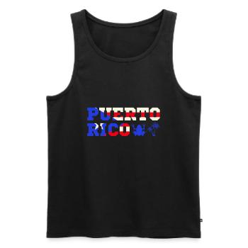 Patriotischer Vintager Puerto Rico-Flaggen-Ricaner - Männer Premium Bio Tank Top - Schwarz - Vorne - Michal (187cm)
