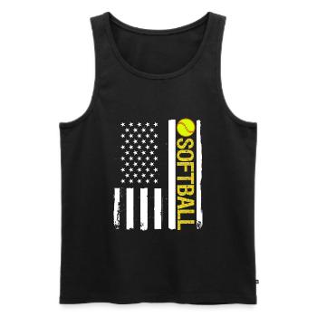 Drapeau américain de l’équipe patriotique de softball - Débardeur bio Premium Homme - noir - Devant - AI Model Male 178 light (178cm)