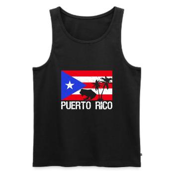 Patriotischer Vintager Puerto Rico-Flaggen-Ricaner - Männer Premium Bio Tank Top - Schwarz - Vorne - Michal (187cm)