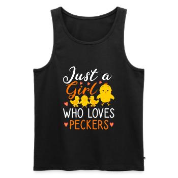 Just A Girl Who Loves Peckers Chicken - Men's Premium Organic Tank Top - black - Front - Michal (187cm)