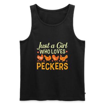 Just A Girl Who Loves Peckers Chicken - Men's Premium Organic Tank Top - black - Front - Michal (187cm)