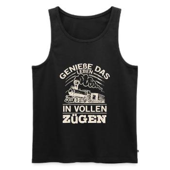 Genieße Das Leben In Vollen Zügen Zugführer - Männer Premium Bio Tank Top - Schwarz - Vorne - Michal (187cm)