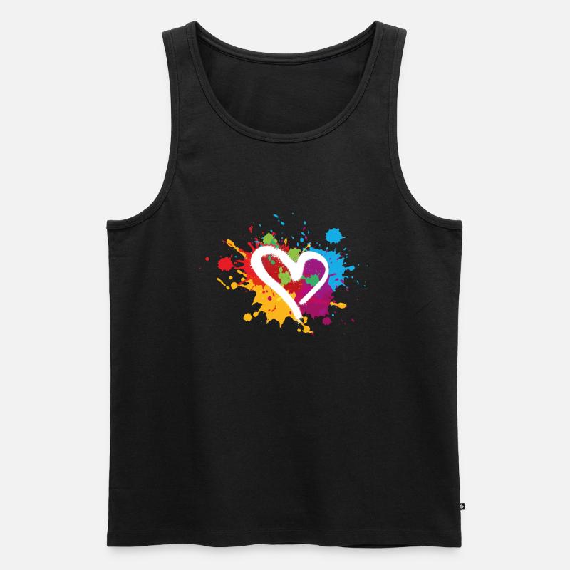 herz,bunt,klecks,farbklecks,bunt - Männer Premium Bio Tank Top - Schwarz