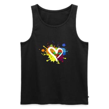 herz,bunt,klecks,farbklecks,bunt - Männer Premium Bio Tank Top - Schwarz - Vorne - AI Model Male 178 light (178cm)