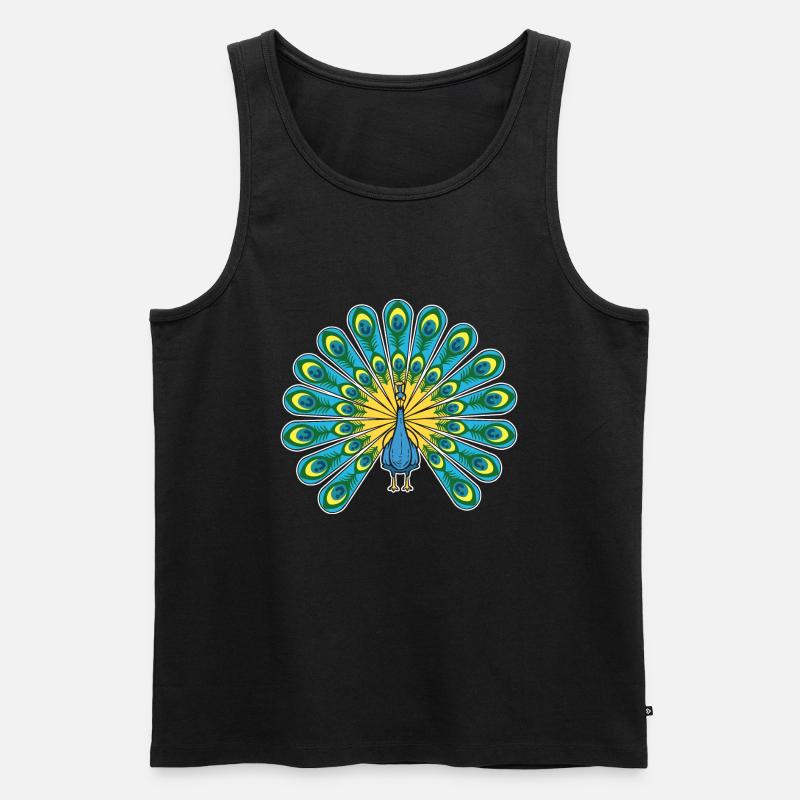 Schöner Pfau Zooarbeiter - Männer Premium Bio Tank Top - Schwarz