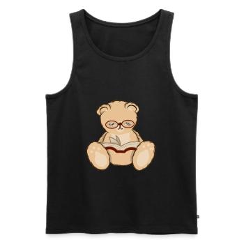 Teddy Bär mit Brille Buch lesen - Männer Premium Bio Tank Top - Schwarz - Vorne - Michal (187cm)