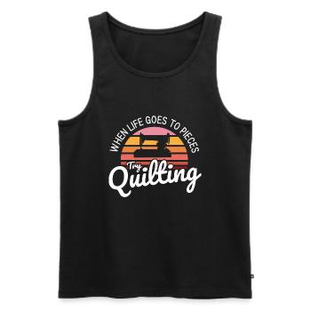 Quilten von Tagesdecken - Männer Premium Bio Tank Top - Schwarz - Vorne - Michal (187cm)
