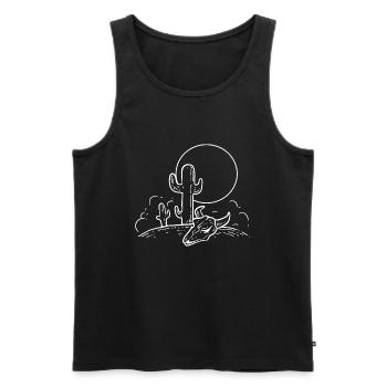 Desert with cow skull cowboy - Men's Premium Organic Tank Top - black - Front - Michal (187cm)
