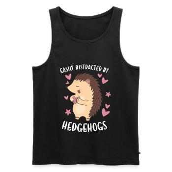 Hedgie Easily Distracted By Hedgehogs Hedgehog - Männer Premium Bio Tank Top - Schwarz - Vorne - AI Model Male 178 light (178cm)